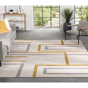 well woven good vibes fiona gold modern geometric lines 3'11" x 5'3" 3d texture area rug