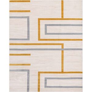 Well Woven Good Vibes Fiona Gold Modern Geometric Lines 3'11" x 5'3" 3D Texture Area Rug