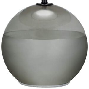 Catalina 21391-003 Mid-Century Modern Round 2-Tone Frosted Glass Table Lamp with Antique Brass Accents, 27.25", Smoke Grey/Black