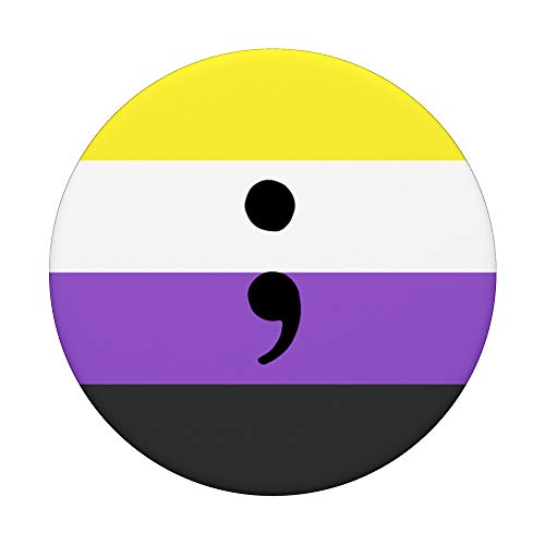 Mental Health Semicolon Non-Binary Nonbinary Enby Pride Flag PopSockets Swappable PopGrip