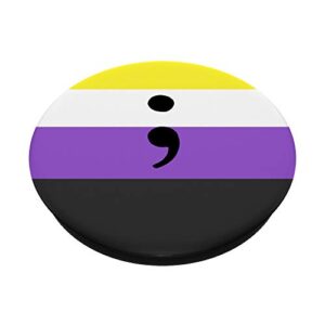 Mental Health Semicolon Non-Binary Nonbinary Enby Pride Flag PopSockets Swappable PopGrip