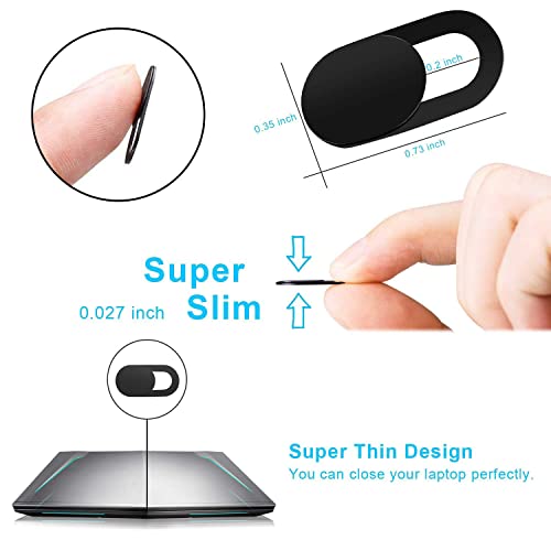 SIREG Webcam Cover Slide Ultra Thin - Web Camera Cover fits Laptop,Tablet,Computer, Smartphone, Protect Your Privacy and Security,Strong Adhesive (Black 3 Packs)