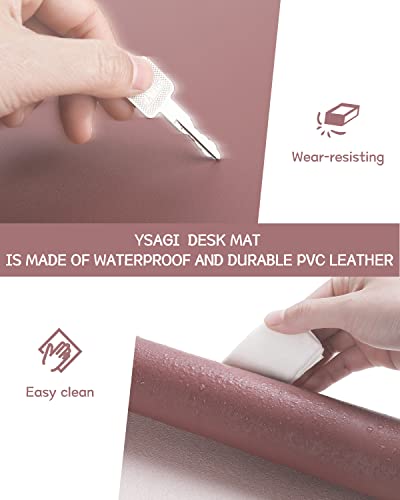 Non-Slip Desk Pad,Mouse Pad,Waterproof PVC Leather Desk Table Protector,Ultra Thin Large Desk Blotter, Easy Clean Laptop Desk Writing Mat for Office Work/Home/Decor(Dark Pink, 31.5" x 15.7")