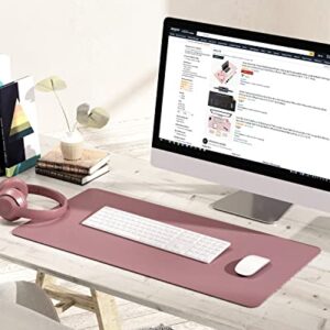 Non-Slip Desk Pad,Mouse Pad,Waterproof PVC Leather Desk Table Protector,Ultra Thin Large Desk Blotter, Easy Clean Laptop Desk Writing Mat for Office Work/Home/Decor(Dark Pink, 31.5" x 15.7")
