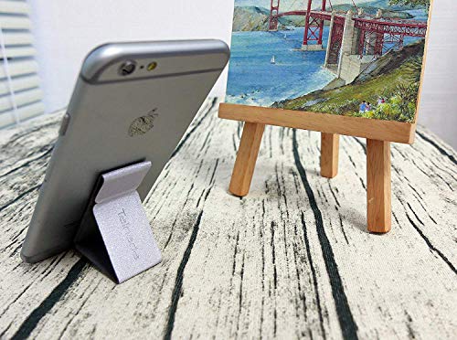 Universal Phone Grip Stand, Tainada Smartphone Finger Grip Foldable & Stick On Adhesive Kickstand for iPhone 11 Pro Max, XR, Samsung Note 10+, S10+, Moto Z4, LG G8 + One Cord Wrap (Silver)