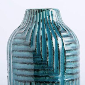 hjn Ceramic Vase- Teal Vase for Home Decor，Flower Vase for Centerpieces, Modern Decor Vases for Living Room/Bookshelf/Mantel/Home Decor Accents - Teal texture-Large-10.6" H