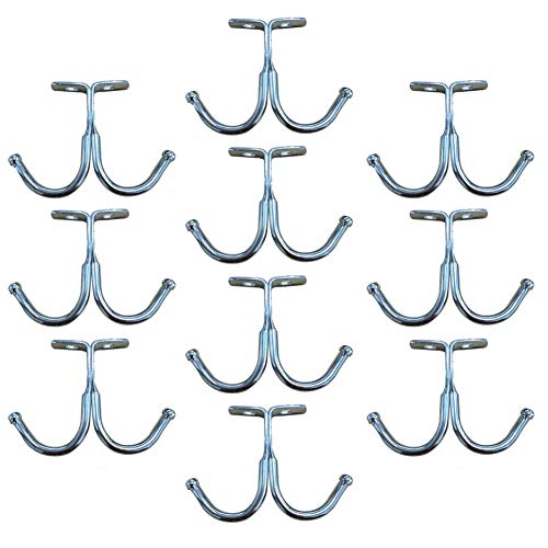 Hdtyyln 10 Pcs Ceiling Hook Towel Hook Plant Hook Robe/Coat Clothes Hook,for Kitchen Utensils, Keys, Robe, Coat, Towel, Bags-Bathroom, Home, Kitchen, Office Silver (Double Hook 10 Pack)