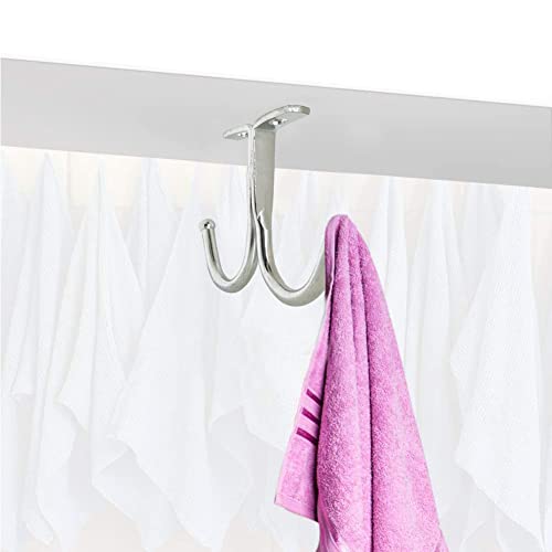 Hdtyyln 10 Pcs Ceiling Hook Towel Hook Plant Hook Robe/Coat Clothes Hook,for Kitchen Utensils, Keys, Robe, Coat, Towel, Bags-Bathroom, Home, Kitchen, Office Silver (Double Hook 10 Pack)