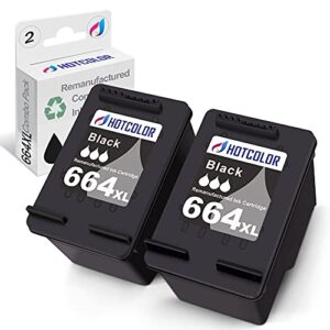 hotcolor 664xl black remanufactured ink cartridge replacement for hp 664xl ink cartridge for deskjet 2135 ink 3635 (2black, 2pack)