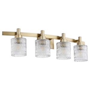 quorum 5184-4-80 transitional four light vanity from stadium collection in brass - antique finish,