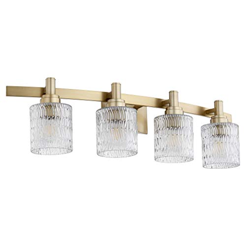 Quorum 5184-4-80 Transitional Four Light Vanity from Stadium Collection in Brass - Antique Finish,