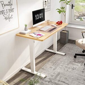 FLEXISPOT EC1 Electric Adjustable Height Standing Desk Whole Piece 48 x 30 Inch Desktop Home Office Computer Workstation Sit Stand up Desk (White Frame + 48" Maple Top, 2 Packages)