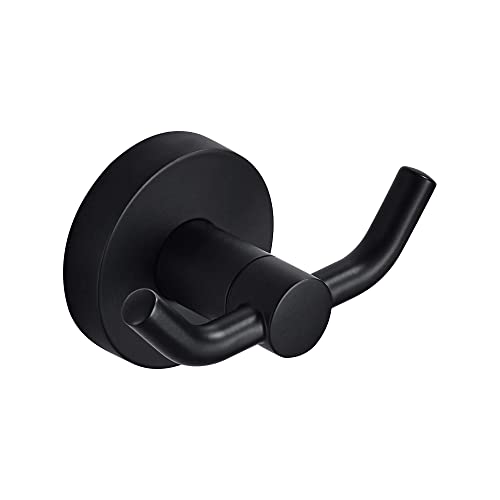 MARMOLUX ACC - Black Bathroom Hooks for Towels | Modern Black Hooks, Double Robe & Towel Hooks Ideal as Bathroom Towel Holder, Shower Wall Hook, Kitchen Hand Towel Holder