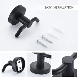 MARMOLUX ACC - Black Bathroom Hooks for Towels | Modern Black Hooks, Double Robe & Towel Hooks Ideal as Bathroom Towel Holder, Shower Wall Hook, Kitchen Hand Towel Holder