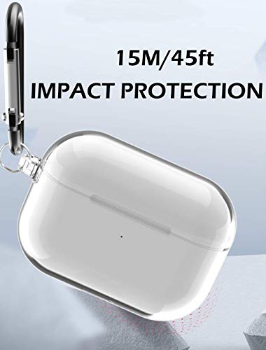 USTIYA Case for AirPods Pro Clear Protective Cover Transparent Key Chain Strap Protection Wireless Charging