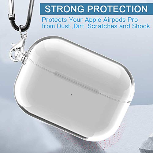 USTIYA Case for AirPods Pro Clear Protective Cover Transparent Key Chain Strap Protection Wireless Charging