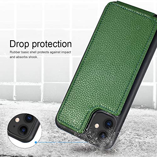 iPhone 11 Wallet Case, ZVE iPhone 11 Case with Credit Card Holder Slot Protective Shockproof Pocket Wallet Case Handbag Slim Leather Case for Apple iPhone 11,6.1 inch - Dard Green