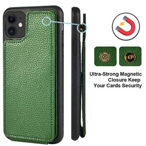 iPhone 11 Wallet Case, ZVE iPhone 11 Case with Credit Card Holder Slot Protective Shockproof Pocket Wallet Case Handbag Slim Leather Case for Apple iPhone 11,6.1 inch - Dard Green