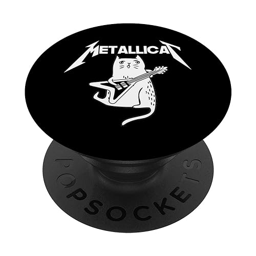 Mettalicat Rock Band Guitar Funny Christmas Gift PopSockets PopGrip: Swappable Grip for Phones & Tablets PopSockets Standard PopGrip