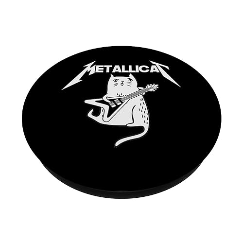 Mettalicat Rock Band Guitar Funny Christmas Gift PopSockets PopGrip: Swappable Grip for Phones & Tablets PopSockets Standard PopGrip