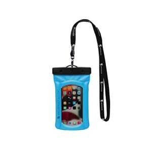 geckobrands float phone dry bag, neon blue - floating watertight dry bag phone pouch, fits most iphone, samsung galaxy models