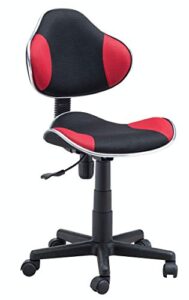 home office low back computer executive chair by jjs, ergonomic mesh chair with extra large base and pads, black/red