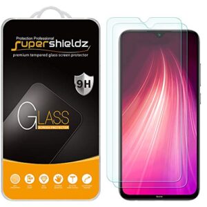 supershieldz (2 pack) designed for xiaomi redmi note 8 tempered glass screen protector, anti scratch, bubble free