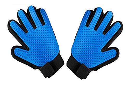 Pets First Dog Grooming Gloves Best Professional Deshedding, Brushing, Cleaning Mitt Tool for Small, Medium or Large Dogs & Cats. Fur & Hair Remover. Prevents Matted Coats. Soft Rubber Bristle Brush