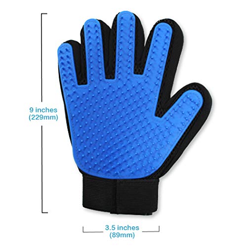 Pets First Dog Grooming Gloves Best Professional Deshedding, Brushing, Cleaning Mitt Tool for Small, Medium or Large Dogs & Cats. Fur & Hair Remover. Prevents Matted Coats. Soft Rubber Bristle Brush