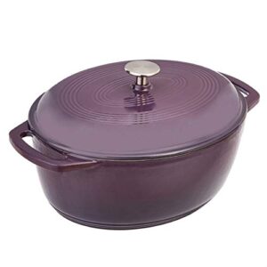 amazon basics oval enameled cast iron dutch oven-7-quart, purple, 327259140mm