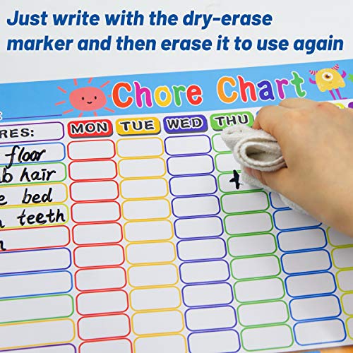 Dry Erase Chore Chart for Kids Reward Chart Reusable Self-Adhesive Behavior Chart for School Home Classroom 8 Pack