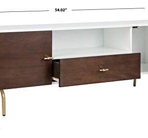 Safavieh Home Genevieve Mid-Century Modern Walnut and White Storage TV Media Stand