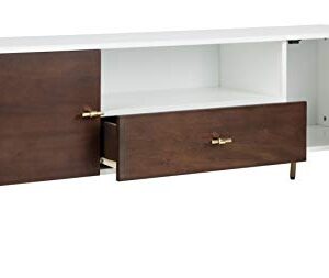 Safavieh Home Genevieve Mid-Century Modern Walnut and White Storage TV Media Stand