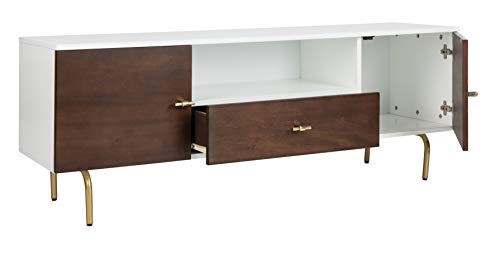 Safavieh Home Genevieve Mid-Century Modern Walnut and White Storage TV Media Stand