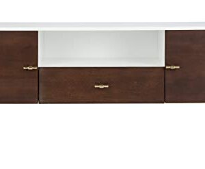 Safavieh Home Genevieve Mid-Century Modern Walnut and White Storage TV Media Stand