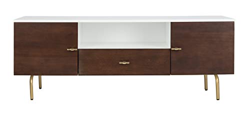 Safavieh Home Genevieve Mid-Century Modern Walnut and White Storage TV Media Stand