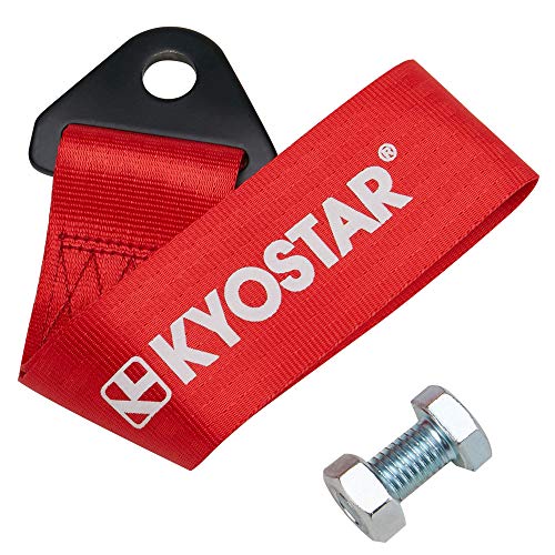 Kyostar Universal Racing Tow Strap for Front or Rear Bumper Towing Hooks (Red)