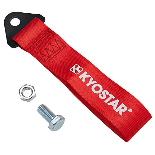 Kyostar Universal Racing Tow Strap for Front or Rear Bumper Towing Hooks (Red)