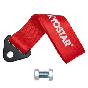 Kyostar Universal Racing Tow Strap for Front or Rear Bumper Towing Hooks (Red)