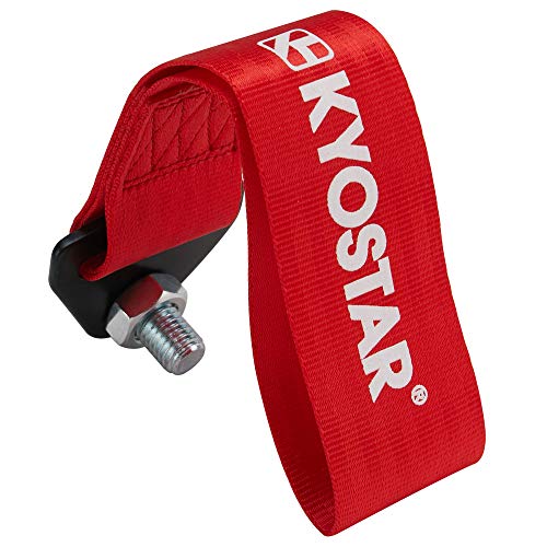 Kyostar Universal Racing Tow Strap for Front or Rear Bumper Towing Hooks (Red)