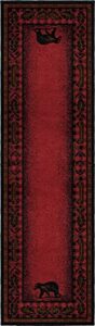 mayberry rugs woodlands plaid area rug, 2 ft 3 in x 7 ft 7 in, claret