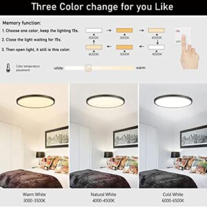 4Pack 9 Inch 2880LM LED Flush Mount Ceiling Light,24W 3Color Changeable (3000K/4000K/6000K),120V Slim Surface Mount Ceiling Light Black Ceiling Fixture for Kitchen Bedroom Living Room