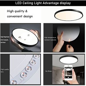 4Pack 9 Inch 2880LM LED Flush Mount Ceiling Light,24W 3Color Changeable (3000K/4000K/6000K),120V Slim Surface Mount Ceiling Light Black Ceiling Fixture for Kitchen Bedroom Living Room