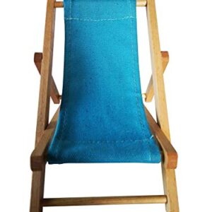 Hanpo Cell Phone Holder Wood & Canvas Beach Deck Chair - Desk Stand for Smart Phone 5.5 Inches (Light Brown) (Turquoise)