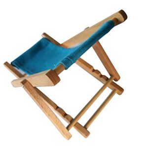 Hanpo Cell Phone Holder Wood & Canvas Beach Deck Chair - Desk Stand for Smart Phone 5.5 Inches (Light Brown) (Turquoise)