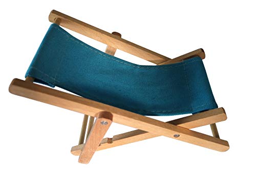 Hanpo Cell Phone Holder Wood & Canvas Beach Deck Chair - Desk Stand for Smart Phone 5.5 Inches (Light Brown) (Turquoise)