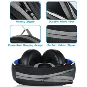 Large Sized Replacement Headband Cushion Pad Cover Head Band Protector with Zipper, Headband Cover Cushion Protector Pad for Headphones (Max for 2-1/2''W Cushion pad, Black)