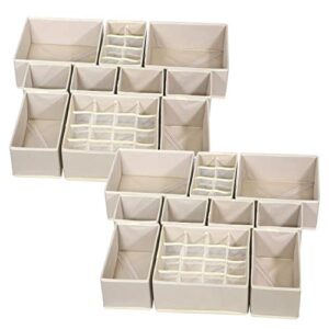21 pack foldable drawer organizer dividers cloth storage box closet dresser organizer cube fabric containers basket bins for underwear bras socks panties lingeries nursery baby clothes beige