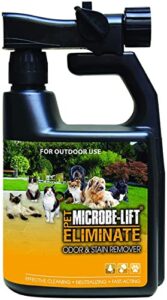 microbe-lift outdoor pet odor eliminator for strong odor on turf, patios, deck, and lawns - keeps pets from going in same spot, 32oz