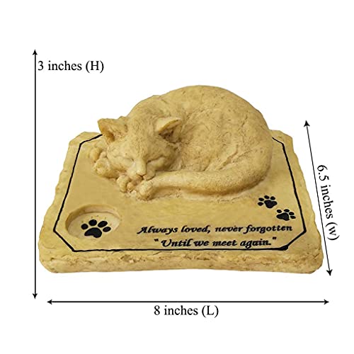 somiss Cat Memorial Stones,Personalized Pet Memorial Stones Grave Markers with A Sleeping Kitten On The Top, 8"×6.5"×3"